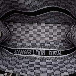 Pre Owned Dior Black White Large Embroidered Canvas Checkered Book Tote
