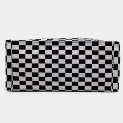 Pre Owned Dior Black White Large Embroidered Canvas Checkered Book Tote