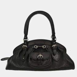 Pre Owned Christian Dior Black Leather My Dior Frame Bowling Handbag