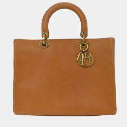 Pre Owned Christian Dior Brown Leather Lady Dior Handbag