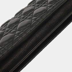Pre Owned Christian Dior Black Lambskin Lady Dior Cannage Shoulder