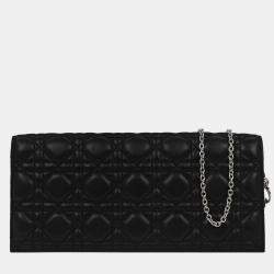 Pre Owned Christian Dior Black Lambskin Lady Dior Cannage Shoulder
