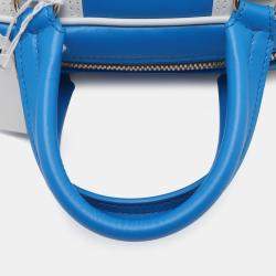 Pre Owned Dior Blue Small Leather Dior Vibe Zip Bowling Bag