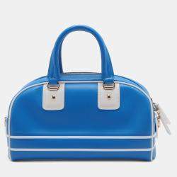 Pre Owned Dior Blue Small Leather Dior Vibe Zip Bowling Bag