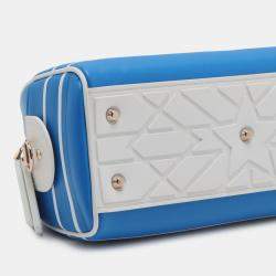 Pre Owned Dior Blue Small Leather Dior Vibe Zip Bowling Bag