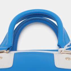 Pre Owned Dior Blue Small Leather Dior Vibe Zip Bowling Bag