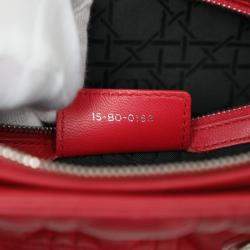 Pre Owned Dior Red Large Lambskin Cannage Lady Dior