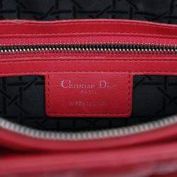 Pre Owned Dior Red Large Lambskin Cannage Lady Dior