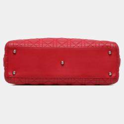 Pre Owned Dior Red Large Lambskin Cannage Lady Dior