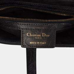 Pre Owned Dior Black Embossed Calfskin Jardin Botanique Saddle Bag