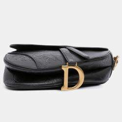 Pre Owned Dior Black Embossed Calfskin Jardin Botanique Saddle Bag