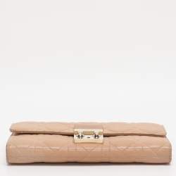 Pre Owned Dior Beige Cannage Leather Miss Dior Promenade Wallet on Chain