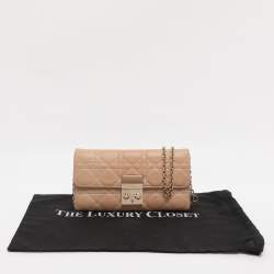 Pre Owned Dior Beige Cannage Leather Miss Dior Promenade Wallet on Chain
