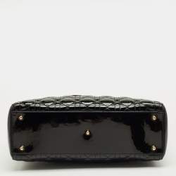 Pre Owned Dior Black Cannage Patent Leather Large Lady Dior Tote