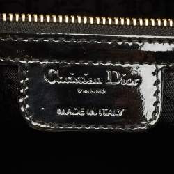 Pre Owned Dior Black Cannage Patent Leather Large Lady Dior Tote