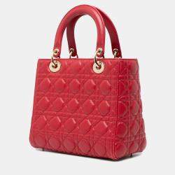 Pre Owned Dior Medium Lambskin Cannage Lady Dior