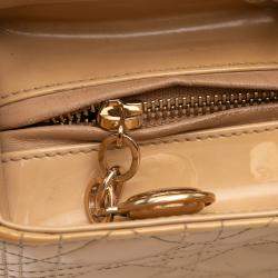 Pre Owned Dior Brown Large Patent Cannage Lady Dior