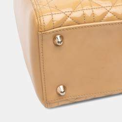Pre Owned Dior Brown Large Patent Cannage Lady Dior