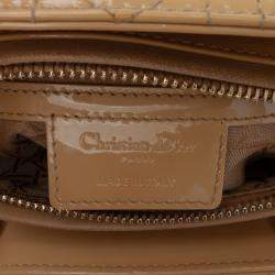 Pre Owned Dior Brown Large Patent Cannage Lady Dior