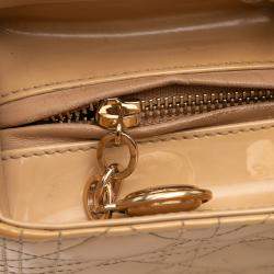 Pre Owned Dior Brown Large Patent Cannage Lady Dior