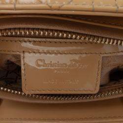 Pre Owned Dior Brown Large Patent Cannage Lady Dior