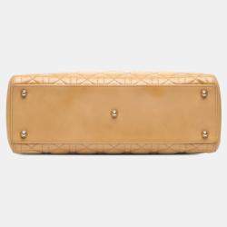 Pre Owned Dior Brown Large Patent Cannage Lady Dior