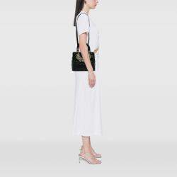 Pre Owned Dior Black Medium Lambskin Cannage Pearl Lady Dior