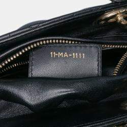 Pre Owned Dior Black Medium Lambskin Cannage Pearl Lady Dior