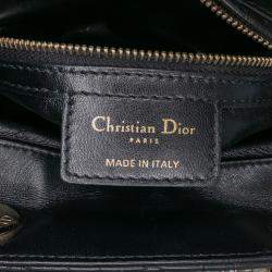 Pre Owned Dior Black Medium Lambskin Cannage Pearl Lady Dior