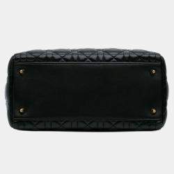 Pre Owned Dior Black Medium Lambskin Cannage Pearl Lady Dior