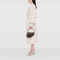 Pre Owned Dior Green Camouflage Canvas Embroidered Saddle Bag