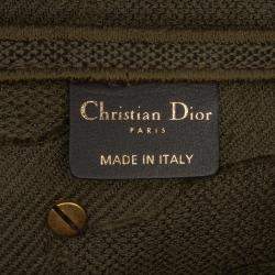Pre Owned Dior Green Camouflage Canvas Embroidered Saddle Bag