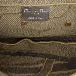 Pre Owned Dior Green Camouflage Canvas Embroidered Saddle Bag