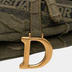 Pre Owned Dior Green Camouflage Canvas Embroidered Saddle Bag