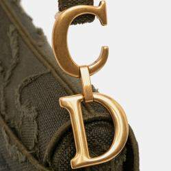 Pre Owned Dior Green Camouflage Canvas Embroidered Saddle Bag