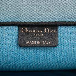 Pre Owned Dior Blue Medium Embroidered Canvas Zebra D Jungle Pop Book Tote