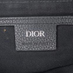 Pre Owned Dior Black Small Oblique Canvas Saddle Messenger Bag with Flap