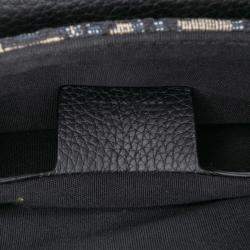 Pre Owned Dior Black Small Oblique Canvas Saddle Messenger Bag with Flap