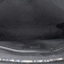 Pre Owned Dior Black Small Oblique Canvas Saddle Messenger Bag with Flap
