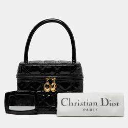 Pre Owned Dior Black Patent Cannage Vanity Case