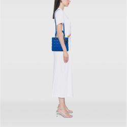 Pre Owned Dior Blue Medium Lambskin Cannage Lady Dior