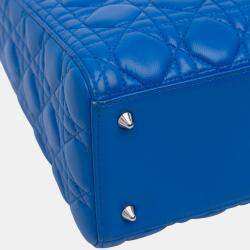 Pre Owned Dior Blue Medium Lambskin Cannage Lady Dior