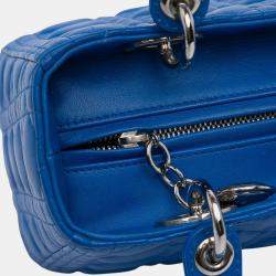 Pre Owned Dior Blue Medium Lambskin Cannage Lady Dior