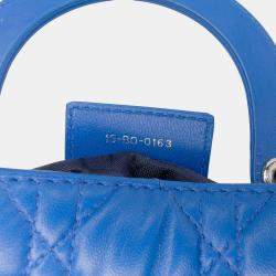 Pre Owned Dior Blue Medium Lambskin Cannage Lady Dior
