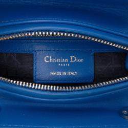 Pre Owned Dior Blue Medium Lambskin Cannage Lady Dior