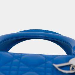 Pre Owned Dior Blue Medium Lambskin Cannage Lady Dior