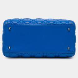 Pre Owned Dior Blue Medium Lambskin Cannage Lady Dior