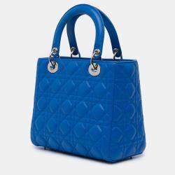 Pre Owned Dior Blue Medium Lambskin Cannage Lady Dior
