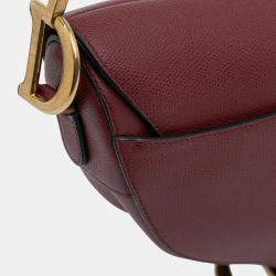Pre Owned Dior Burgundy Grained Calfskin Saddle Bag