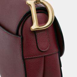 Pre Owned Dior Burgundy Grained Calfskin Saddle Bag